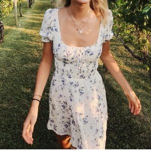 Reformation white/blue floral dress